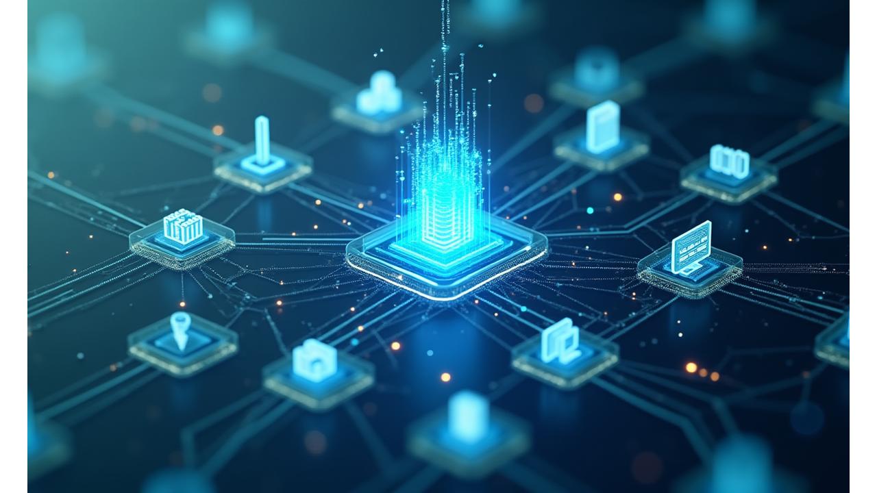 Integrācijas karte, kas vizuāli parāda savienojumus ar populārām uzņēmumu sistēmām, piemēram, SAP, Oracle, Microsoft Dynamics.