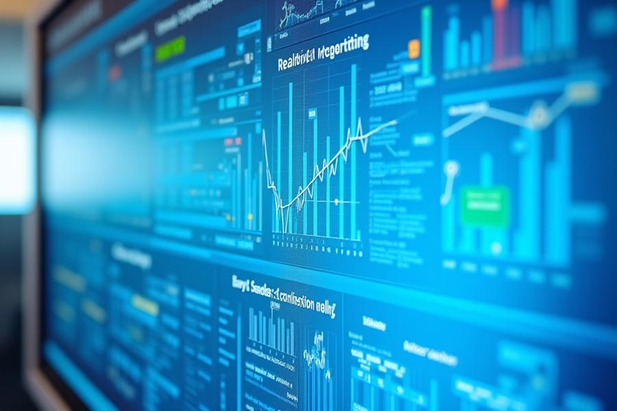 Analītikas datu panelis ar muitas veiktspējas metriku un tendenču analīzi